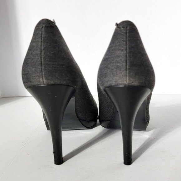 Nine West Womens Size 8 M Stiletto Pumps Dark Gray Hounds Tooth Fabric - Picture 5 of 10